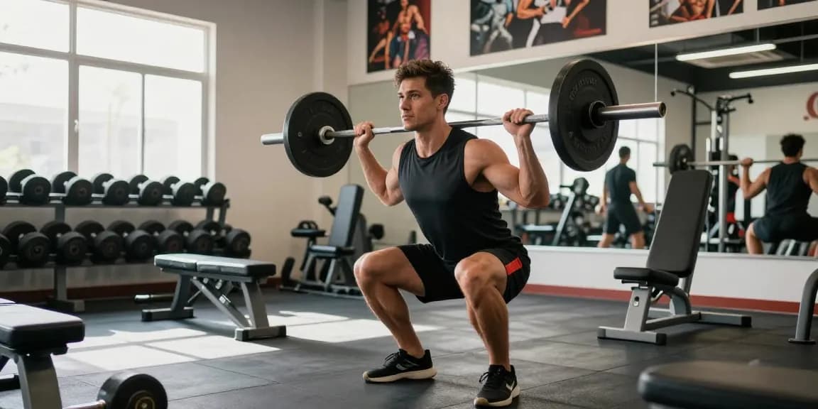 Engaged athlete using Prime Pharma Steroiden for enhanced strength in a vibrant gym.