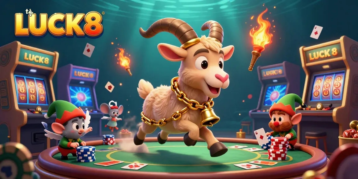 Creating winning strategies at LUCK8 with a vibrant casino scene full of games and excitement.