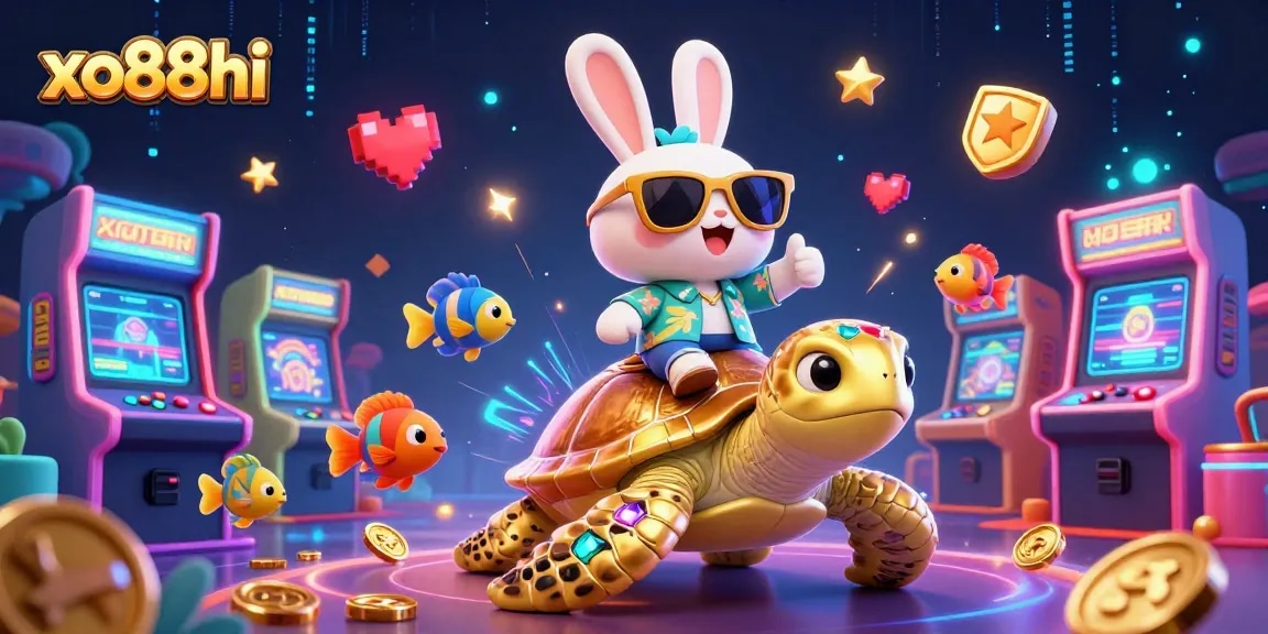 Feel the excitement with xo88hi as the lucky rabbit and golden turtle bring gambling fun.