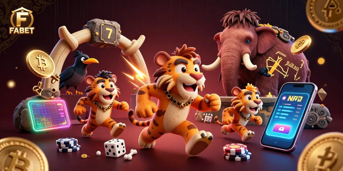 Experience the thrill of FABET with vibrant casino action featuring unique characters and dynamic gambling elements.