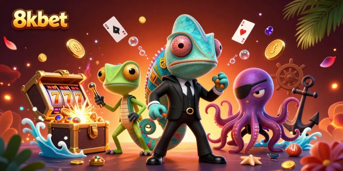 Engage with exciting wins at 8xbet, featuring captivating characters in a vibrant casino setting.