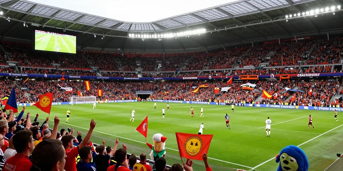 Voetbal Engeland fans juichen in het stadion tijdens een spannende Premier League wedstrijd