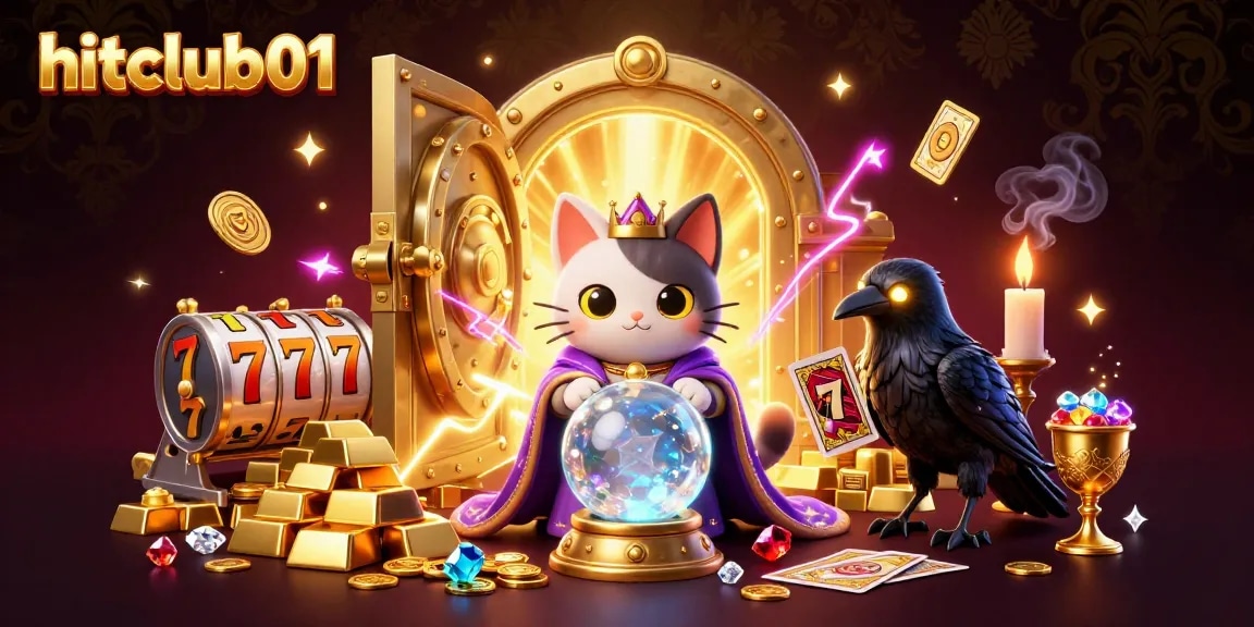Experience exciting casino games at hitclub01 featuring a vibrant, dynamic scene with magical elements.