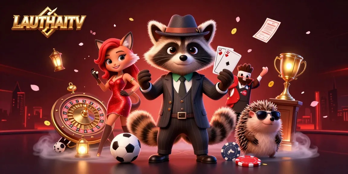 LAUTHAITV showcases an exhilarating poker scene with lively characters in a vibrant, fully immersive atmosphere.