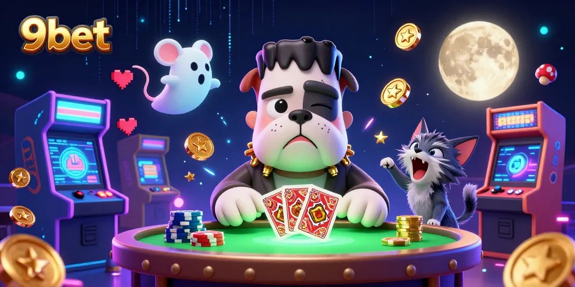 Experience thrilling wins at 9bet with colorful casino characters and vibrant gaming elements.