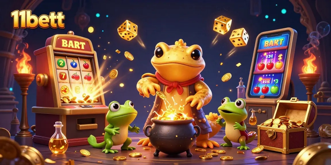 Experience thrilling wins at 11bett with vibrant games and golden rewards in a captivating 3D scene.