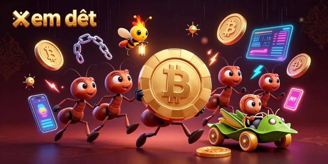 Running a heist, the team of ants carries a golden poker chip in a gambled scenario, xem chi tiết now!