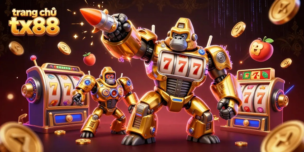 Experience the thrill at trang chủ tx88 with dynamic golden gorilla mech and vibrant slot elements.