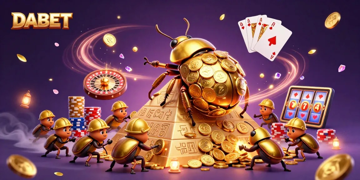 DABET provides an engaging casino experience with online slots and casino games featuring golden elements and animations.