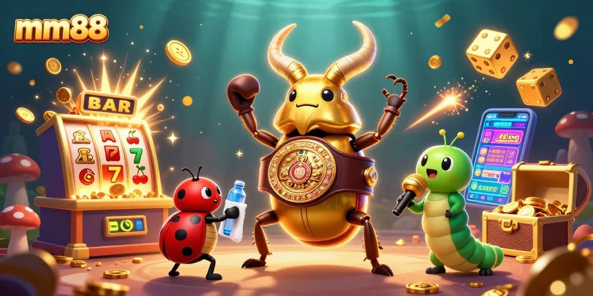 Engage in thrilling mm88 gameplay with vibrant characters, slot elements, and an underwater casino theme.