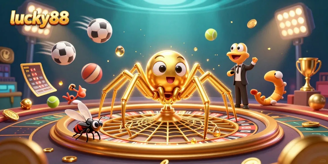 Engage in thrilling bets at lucky88 with vibrant 3D casino elements and characters.