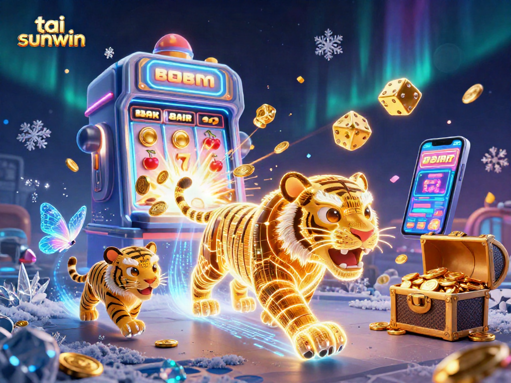 Experience the vibrant excitement of tai sunwin's digital casino, featuring neon characters and thrilling gameplay elements.