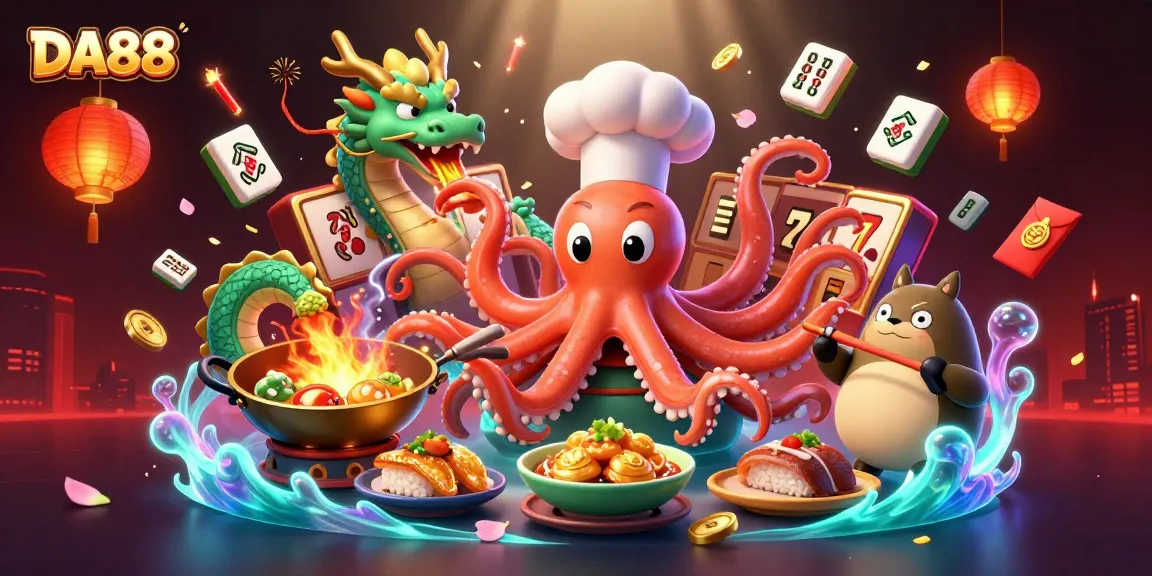 Experience thrilling wins at DA88 with our vibrant casino scene featuring dynamic characters and game elements.