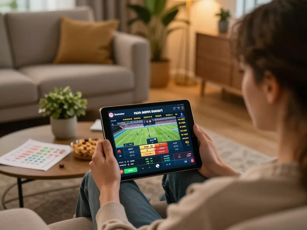 Utilizzare un bookmaker non aams sicuri su un tablet durante una sessione di gioco accogliente a casa.