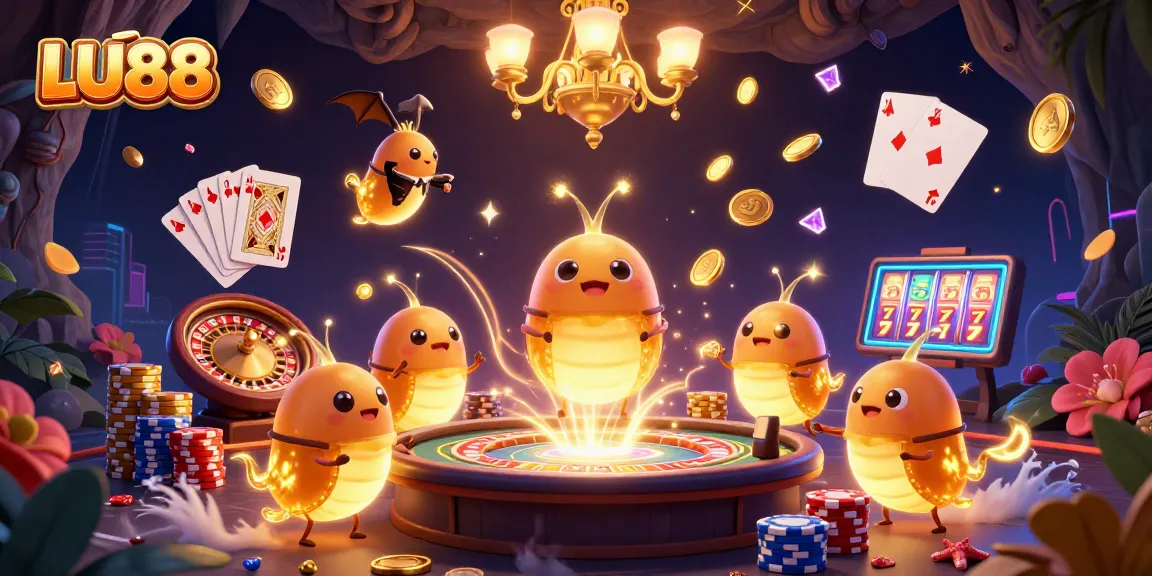 Engage in exciting gameplay at LU88 with vibrant glowworms lighting up the casino scene.