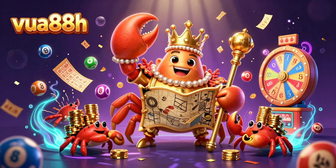 Engage with exciting gambling adventures at vua88h featuring a golden crab emperor and lottery elements.