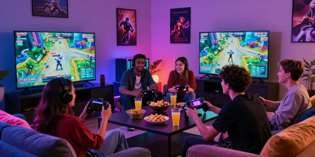 Engaging modern gaming scene with friends around ROKOK88 platform at https://rokok88.uk.com.
