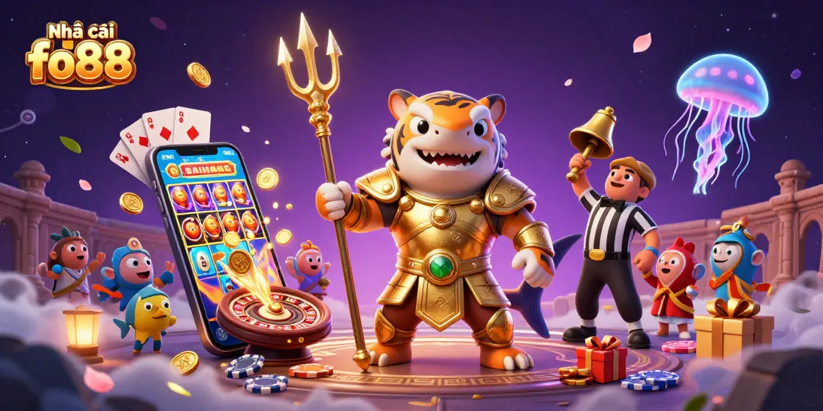 Immerse in Nhà cái fo88, where a tiger shark champions slots amidst dazzling underwater scenes