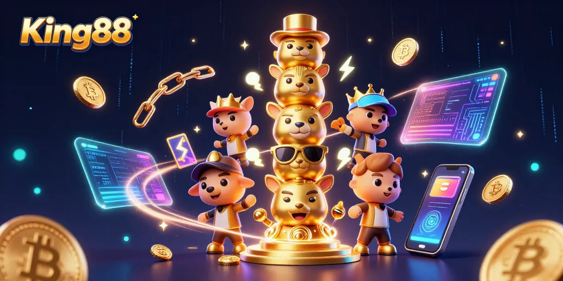 Experience exciting gaming adventures at King88 with 3D casino elements and vibrant visuals.