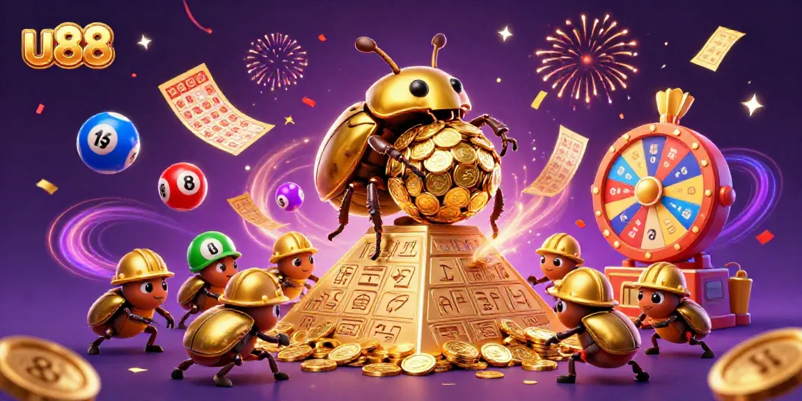 Roll the dice with u88 as a golden beetle leads a colorful casino adventure.