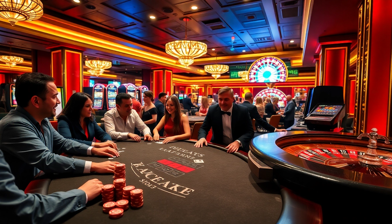 Players enjoying a vibrant casino experience at https://11bett.one/, with poker chips and tables.