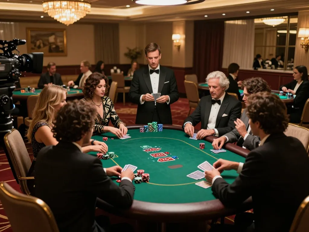 Players engaging in strategic gameplay at the LC 88 high-roller poker table in a luxurious casino setting.