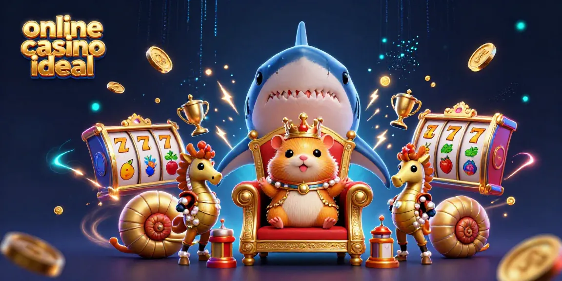 Experience the excitement of online casino ideal with a dynamic 3D illustration showcasing vibrant characters and spinning reels.