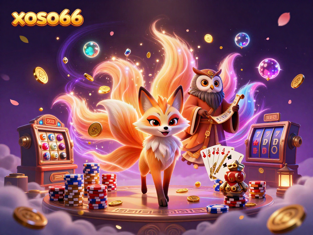 Experience excitement and winnings with xoso66's vibrant online lottery experience featuring colorful spirits and dynamic game elements.