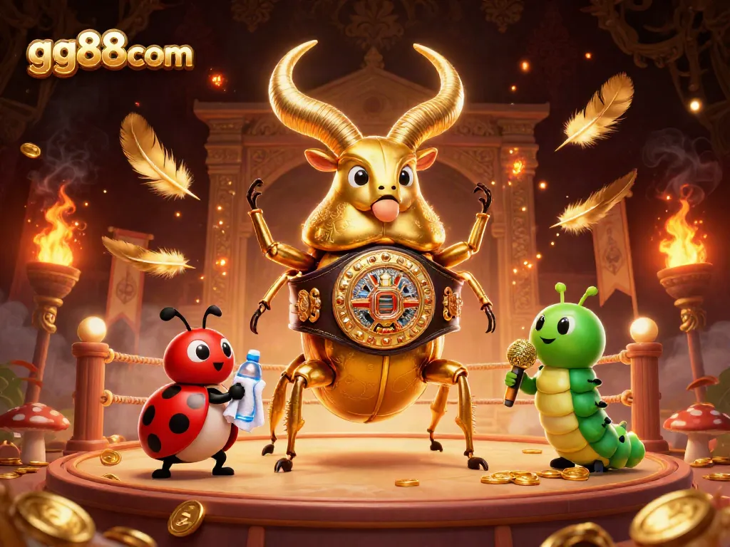 Experience thrilling bets with gg88com's vibrant, action-packed casino illustration featuring unique characters.