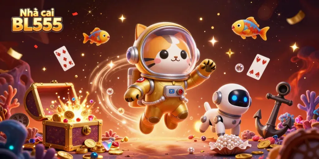 Experience thrilling wins at Nhà cái BL555 with a vibrant 3D illustration showcasing exciting casino action.