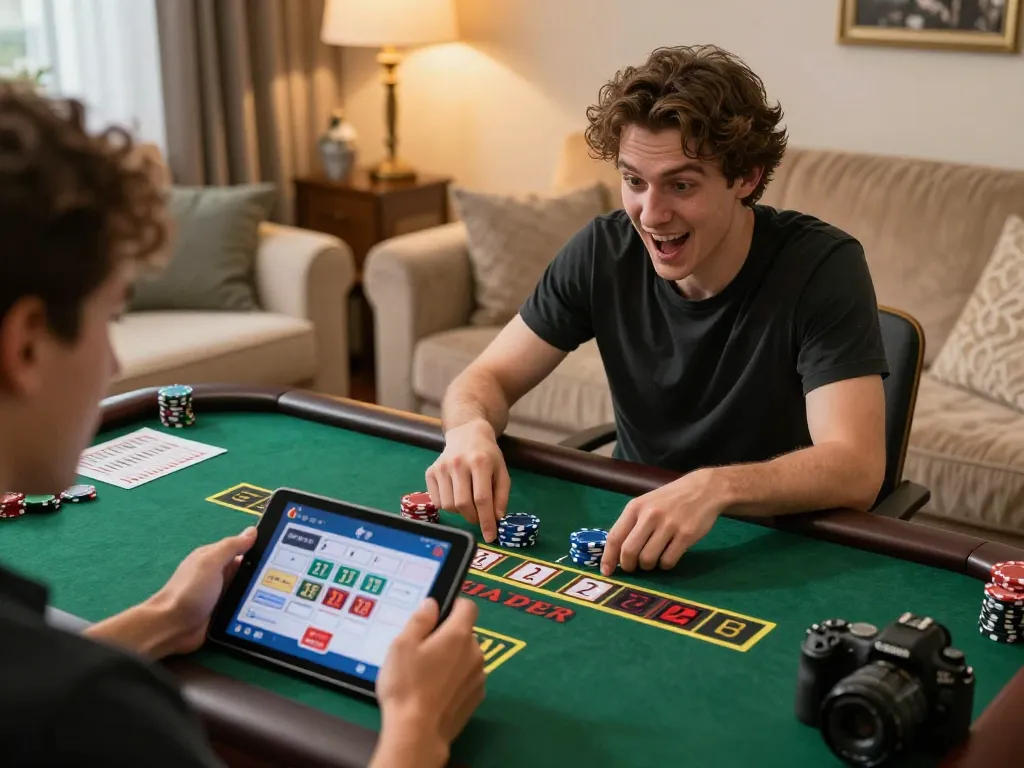 3win player strategizing in an engaging online blackjack game at home setting
