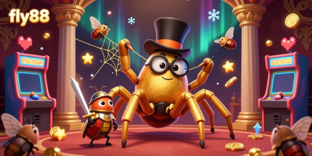 Experience thrilling gameplay at fly88 with vibrant visuals and engaging characters in a dazzling casino scene.