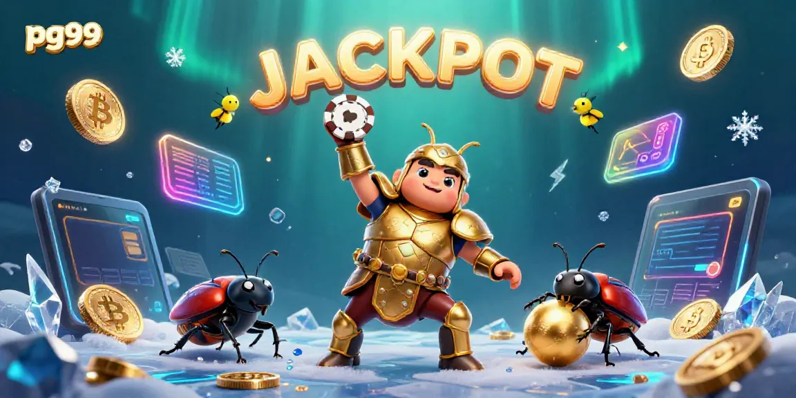 Experience exciting victories with pg99 through vibrant 3D illustration showcasing a jackpot celebration and winning characters.