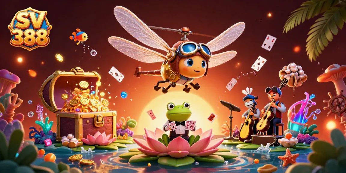 Experience thrilling card games at SV 388's vibrant casino scene with engaging characters.