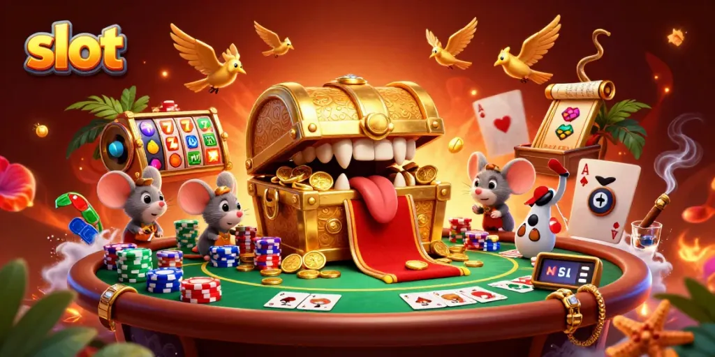 Experience thrilling jackpots with visually stunning slot features in this dynamic casino illustration.