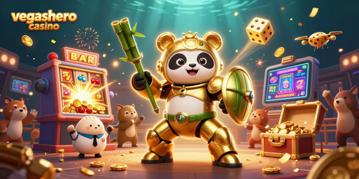 Experience winning thrills at vegashero casino with a vibrant 3D gaming illustration.