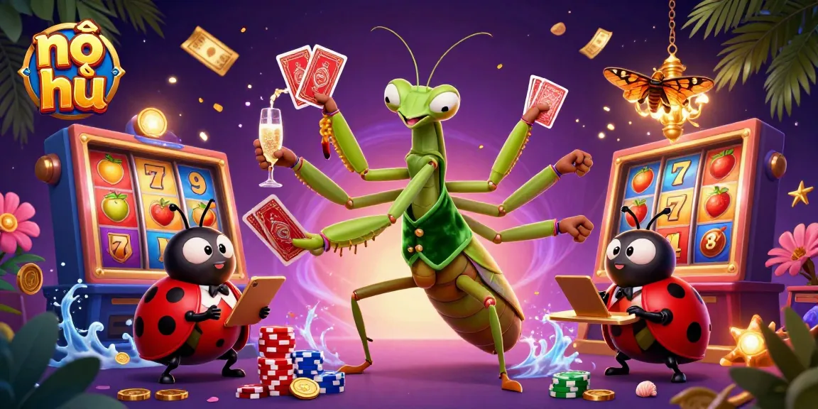 Engage with nổ hũ slots as a praying mantis dealer and ladybug pit boss create vibrant casino excitement.