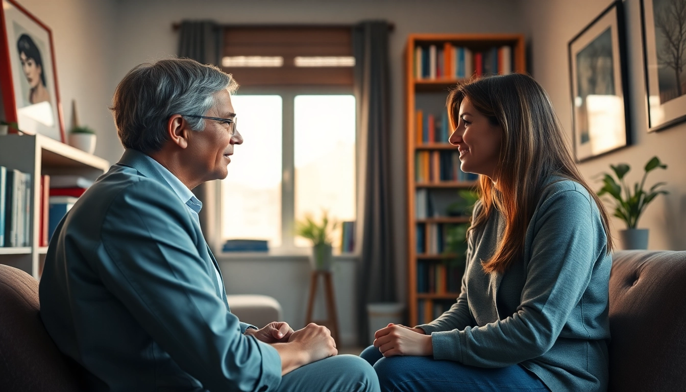 Engaging mental health tips discussion in a warm office setting.