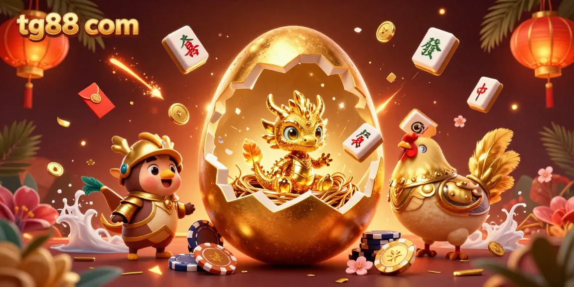 Experience excitement at tg88 com with a captivating golden dragon amidst poker chips and festive elements.
