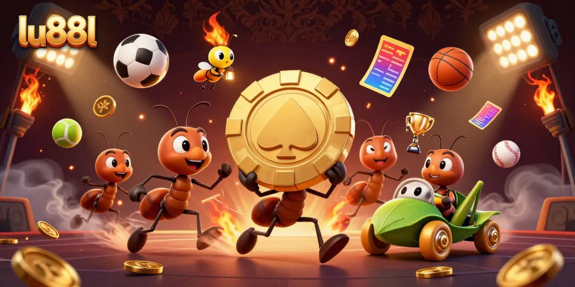 Experience dynamic gambling action with lu88l as animated ants raid a casino tunnel.