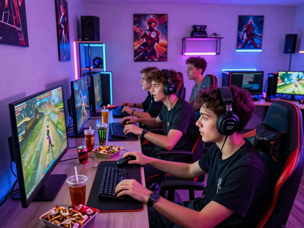 Trải nghiệm f168 đăng ký trong không gian chơi game sôi động với nhóm bạn trẻ.