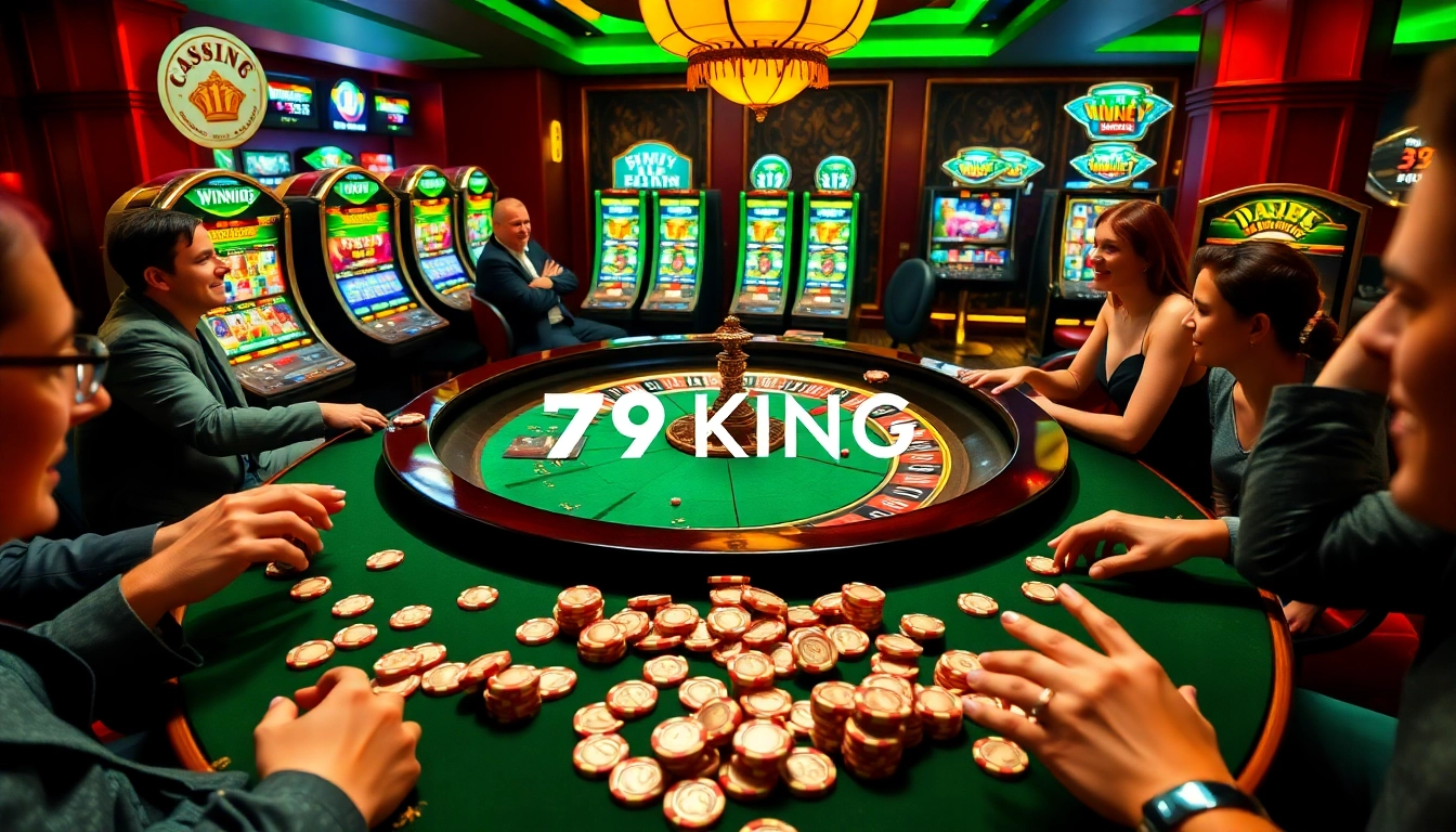 Experience high-stakes gaming excitement with 79KING at a luxurious roulette table.