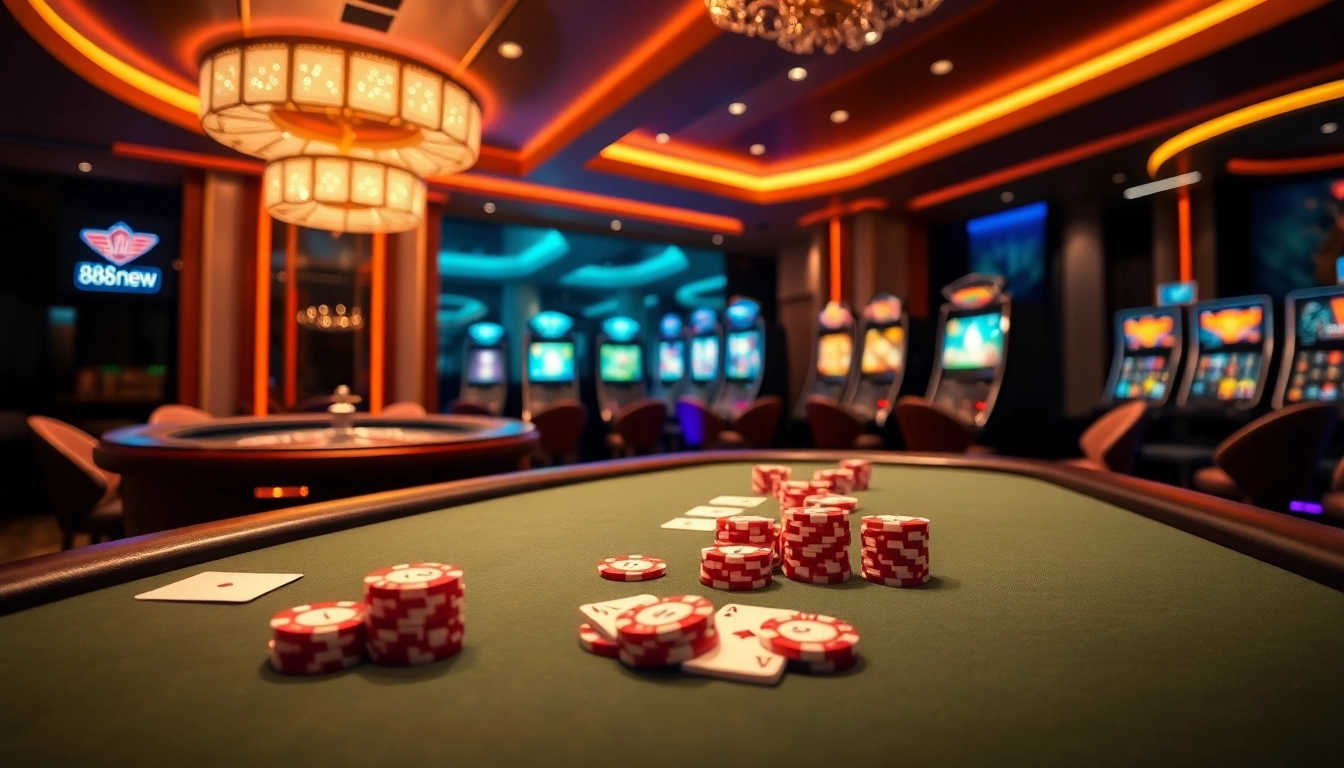 Experience the excitement of 888new with vivid gambling elements and luxury casino ambiance.