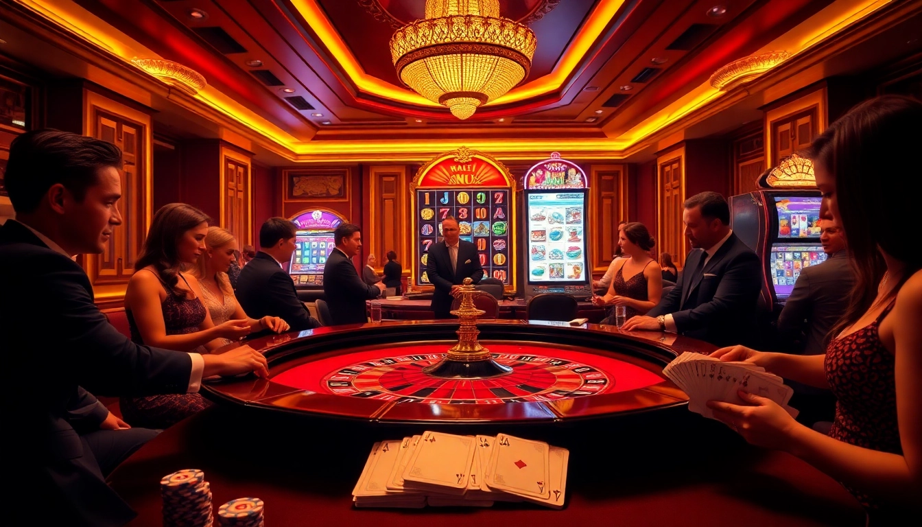 Experience thrilling gambling action at https://s8.boston/ with a vibrant roulette game in a luxurious casino setting.