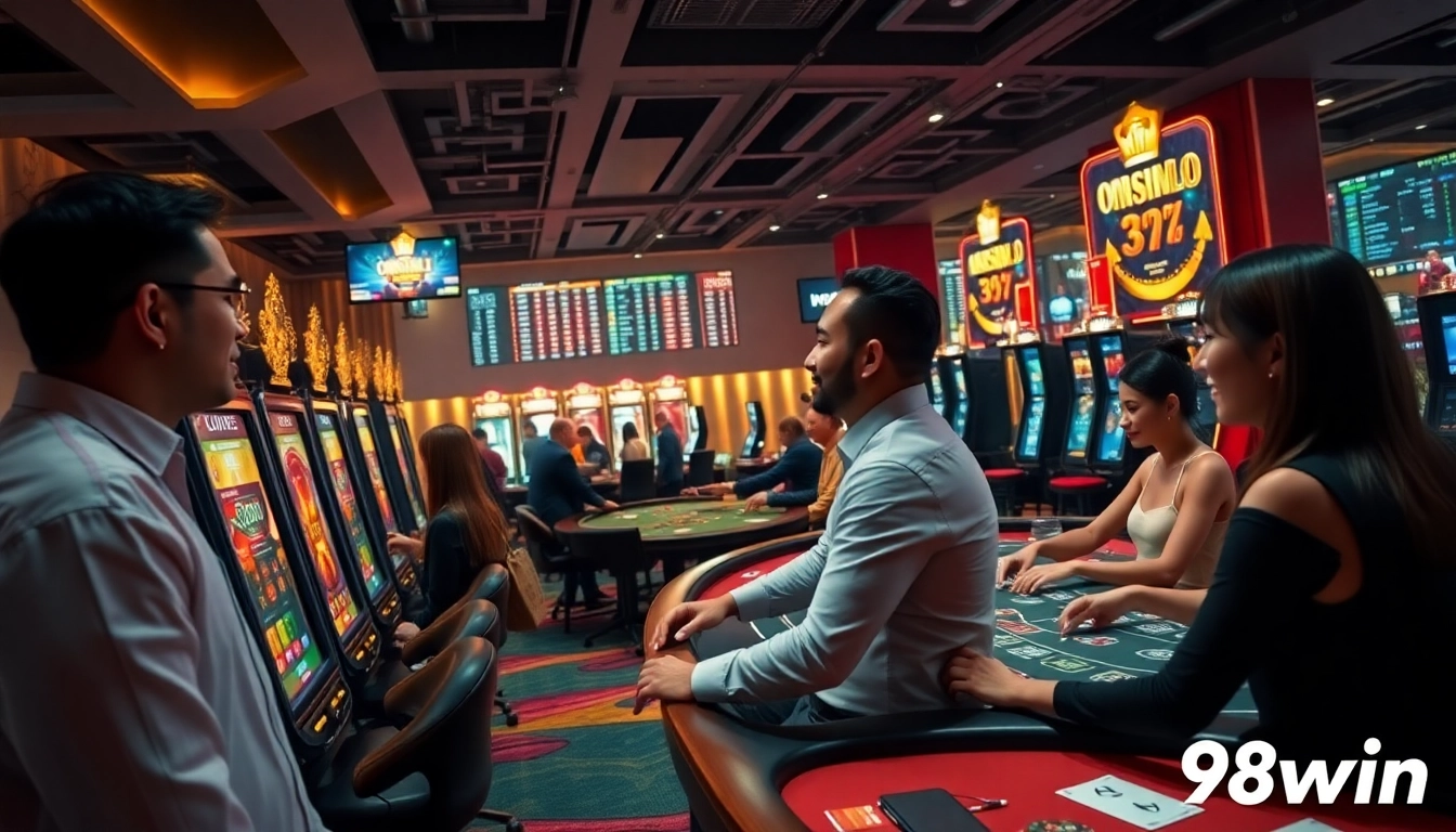 Experience the excitement of 98win's online casino with vibrant gaming options and dynamic visuals.