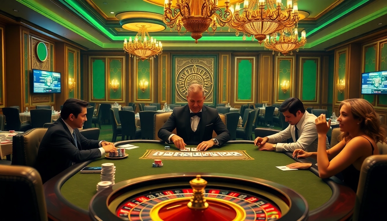 Players enjoy a thrilling game at the luxurious 79KING casino, showcasing professional poker play.
