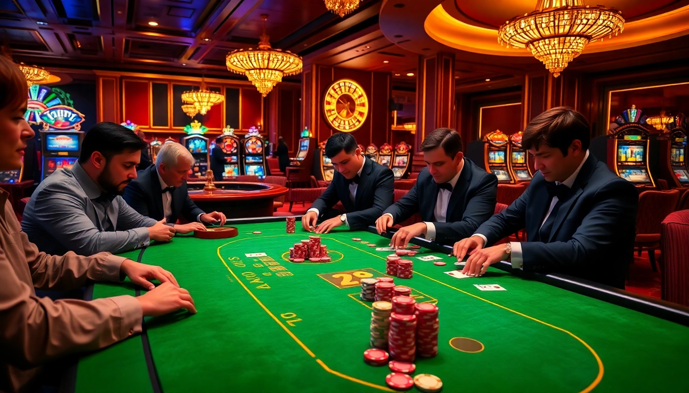 Experience thrilling gameplay with 678 win as players engage at a luxurious casino table.