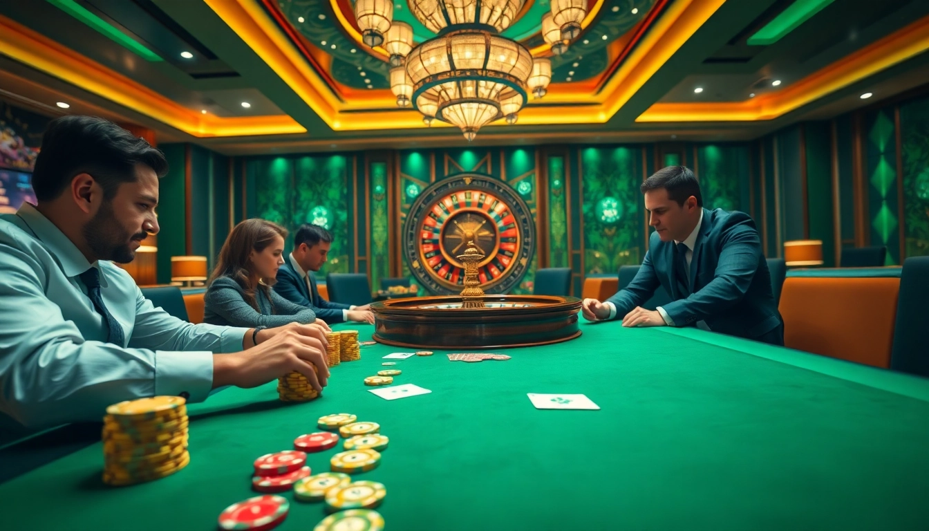 Experience thrilling gameplay at Lu88 with vibrant poker chips and an intense gambling atmosphere.