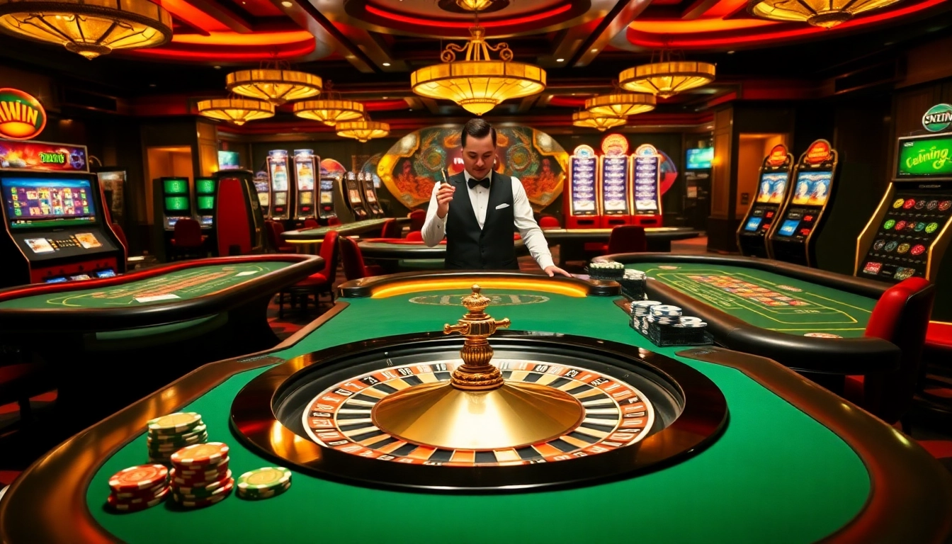 Experience the excitement of 78Win's casino gaming with vibrant roulette and poker tables.