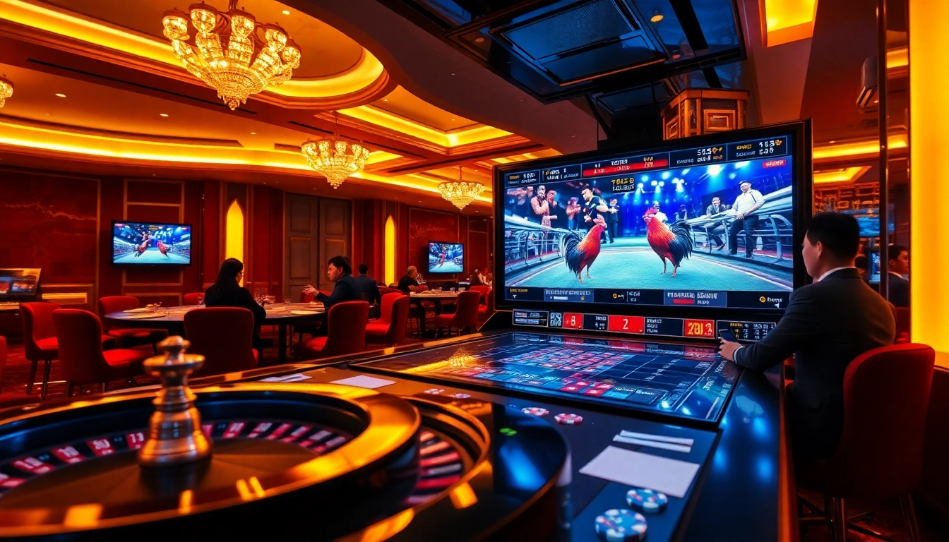 Watch đá gà thomo trực tiếp in a high-stakes casino setting with live updates and excitement.